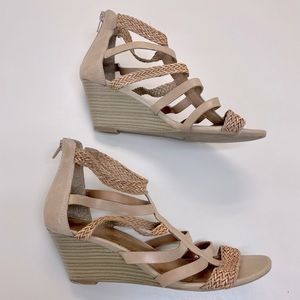 Aldo Leather Braided Zip Back Wedges Women’s Size 9